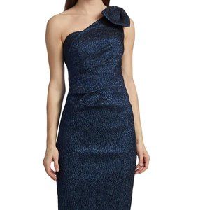 Teri Jon by Rickie Freeman Metallic One Shoulder Gown